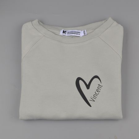Sweatshirt - Namn i Hjärta (ljusgrå/beige)
