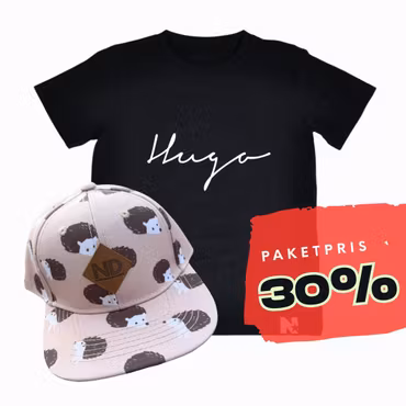 PAKETPRIS - Namntshirt & keps (Igelkottar)