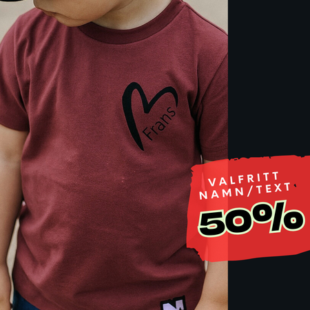 T-shirt - Namn i Hjärta (merlot)