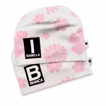 Namnmössa - Blommor (rosa)