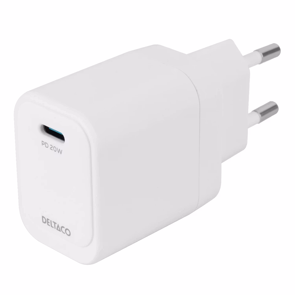 Deltaco 20W USB-C Väggladdare