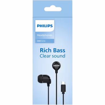 🎧 Philips In-Ear Hörlurar med USB-C – Dynamisk bas & mikrofon-Svart