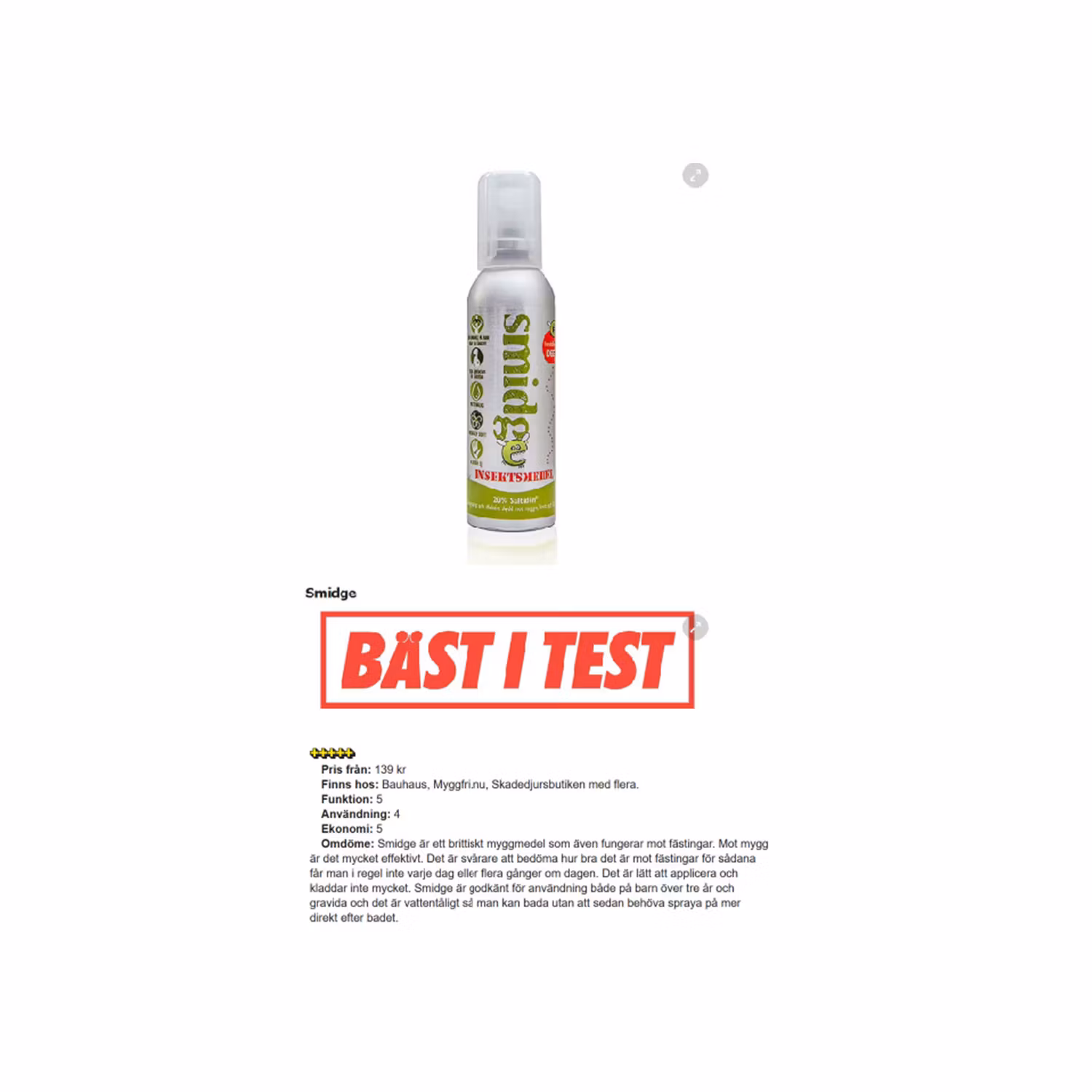 Smidge Myggmedel Spray 75 ml