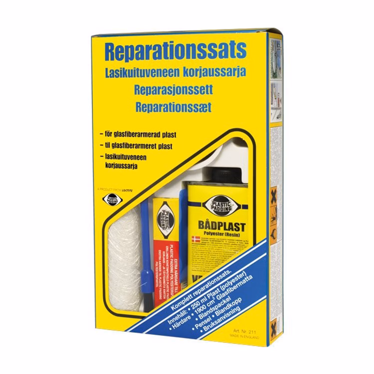Reparationssats - 250ml polyester - 20x90cm glasfiberväv