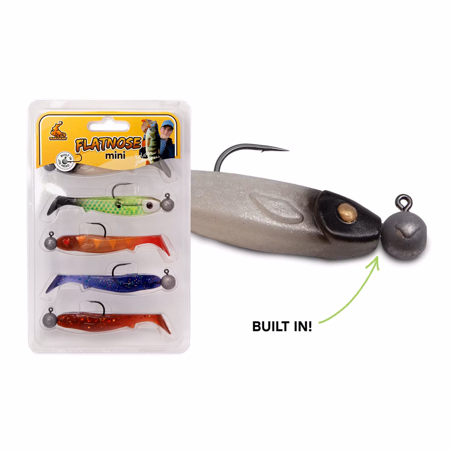 Flatnose Mini 9cm med Jiggskalle Färdigriggad 5-pack