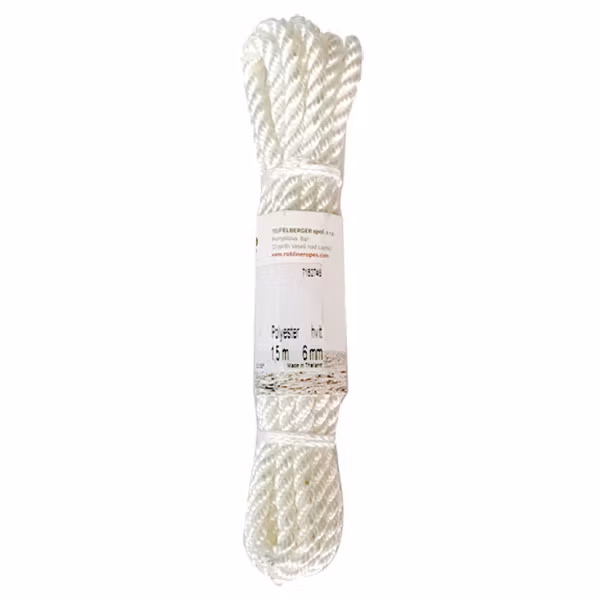 Robline fenderlina vit 3-slagen Ø6 mm 1,5m - 2-pack