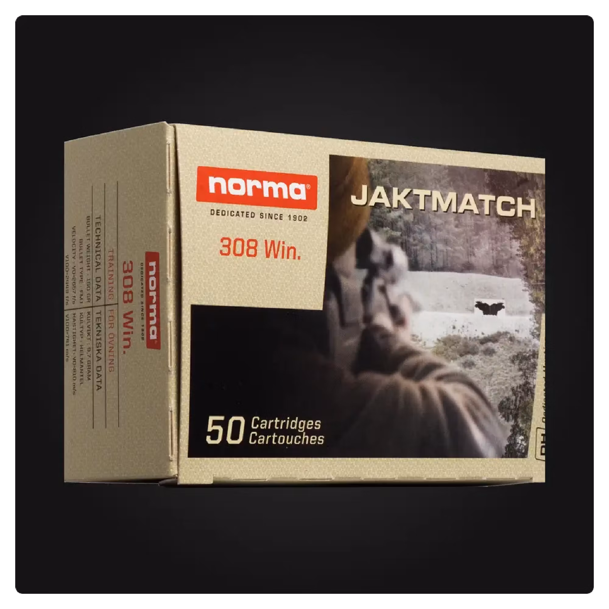NORMA PATRON .308 WIN 9.7g 150GR FMJ JAKTMATCH - 50st