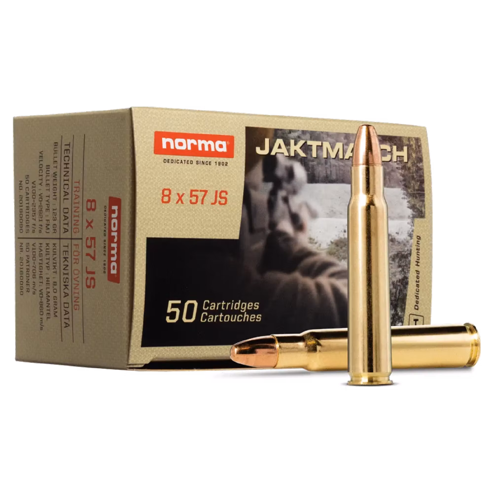 Norma Patron 8x57JS 123GR FMJ Jaktmatch 50st