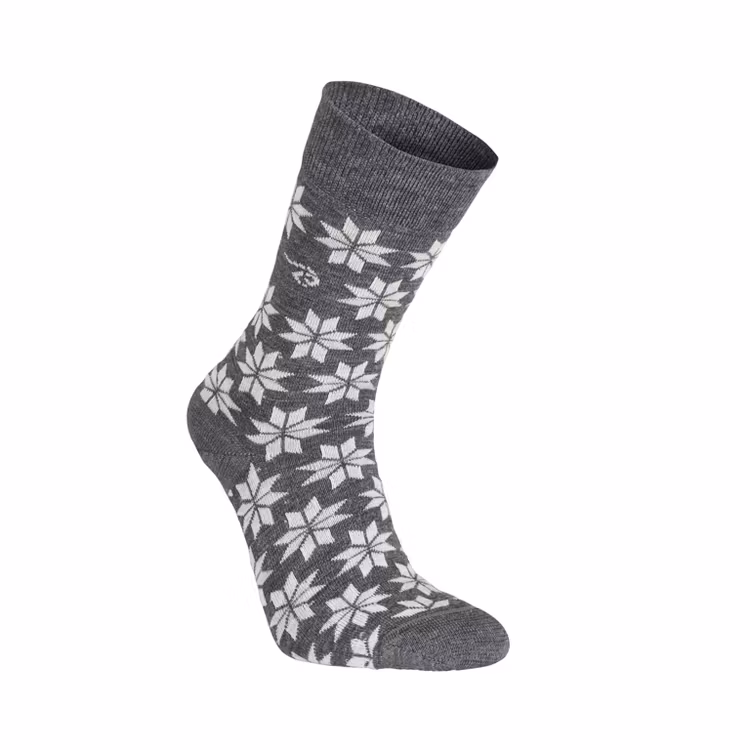Ivanhoe of Sweden Strumpor Wool Sock Snowflake Grey Marl