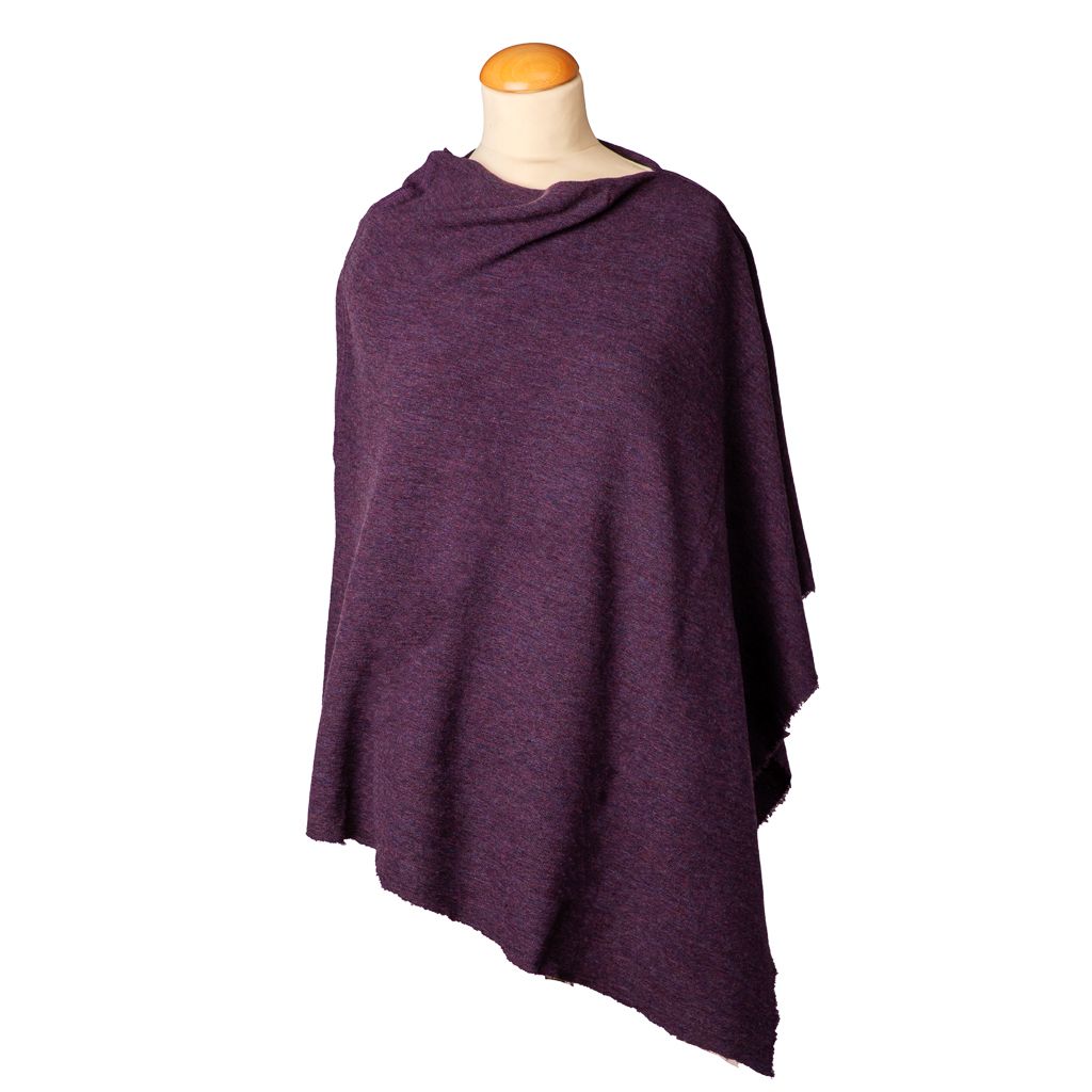 By Basics Poncho Small Plum Melange