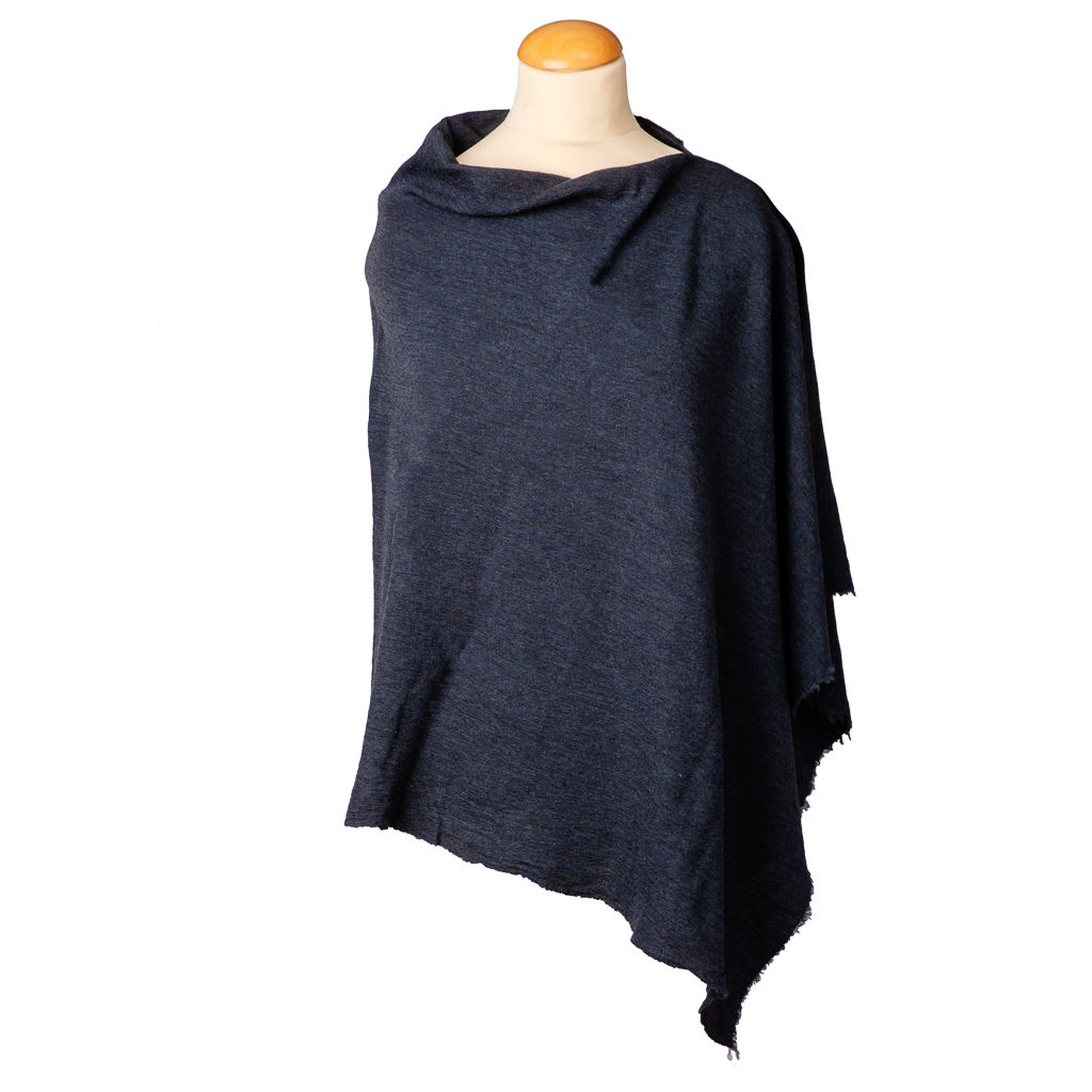 By Basics Poncho Small Midnight Blue Melange