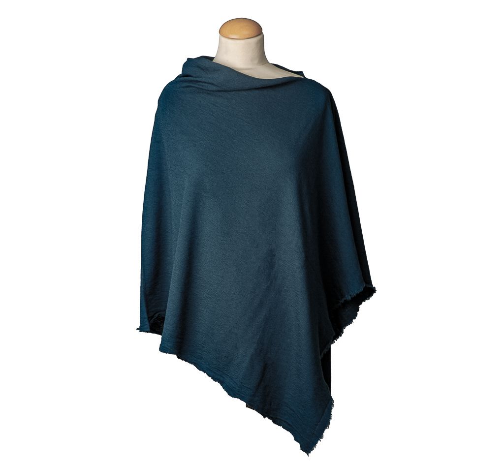 By Basics Poncho Small Petrol Blue
