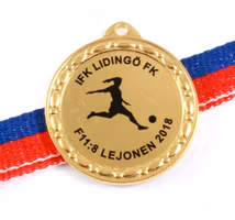 Medalj 32 mm med idrottsmotiv, band & text