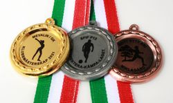 Medalj 40 mm med idrottsmotiv, band & text