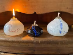 Oljelampa Själaglas Vit med brun linje
