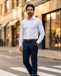 Vit Skjorta twill - strykfri, regular