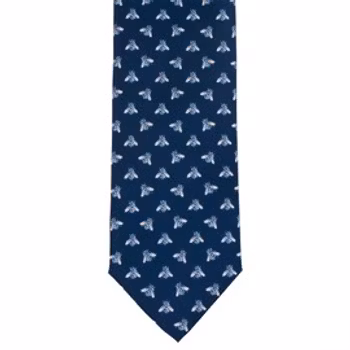 Slips blå med humlor silk/twill