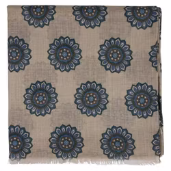 Scarf beige blommig bomull/linne