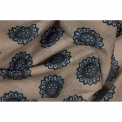 Scarf beige blommig bomull/linne