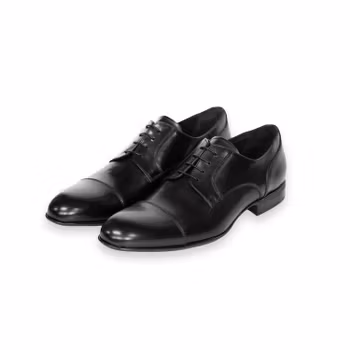 Svart sko, cap toe, italiensk kalvskinn, 1033