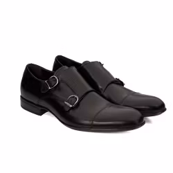 Svart sko, double monkstrap, Morandi 2563
