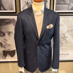 Blazer, mörkblå fiskben flanell, Loro Piana