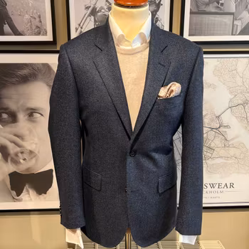 Blazer, mörkblå fiskben flanell, Loro Piana