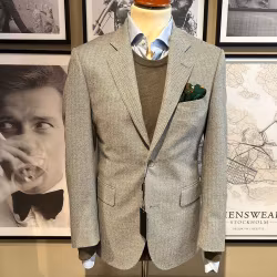 Blazer, grå fiskben flanell, Loro Piana