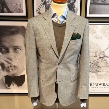 Blazer, grå fiskben flanell, Loro Piana