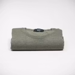 Rundhalsströja merino - mellangrön melerad MC229
