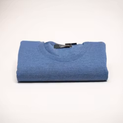 Rundhalsströja merino - blå melerad MC234