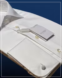 Vit skjorta slimfit twill dubbelmanschett, B1001