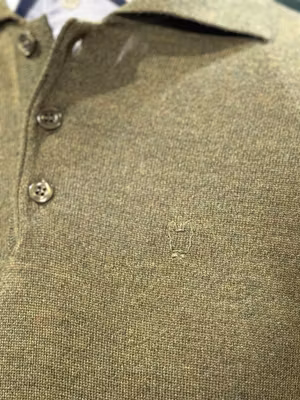 Polo långärmad stickad merino grön