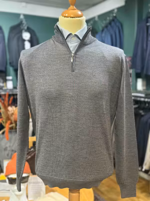 Turtleneck halfzip HZ  stickad merino - grå