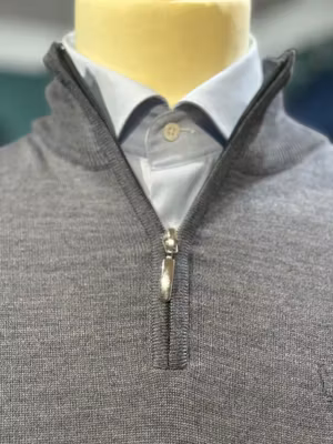 Turtleneck halfzip HZ  stickad merino - grå