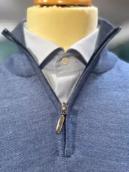 Turtleneck halfzip HZ  stickad merino - blå