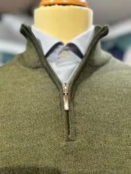 Turtleneck halfzip HZ  stickad merino - grön