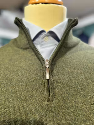 Turtleneck halfzip HZ  stickad merino - grön