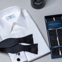 Smokingskjorta klassisk krage vit, B1008