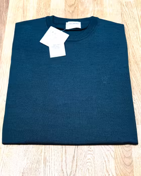 Crewneck långärmad stickad merino grön