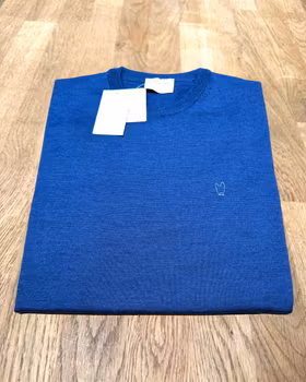 Crewneck stickad merino blue