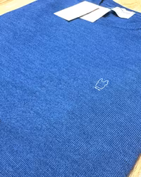 Crewneck stickad merino blue