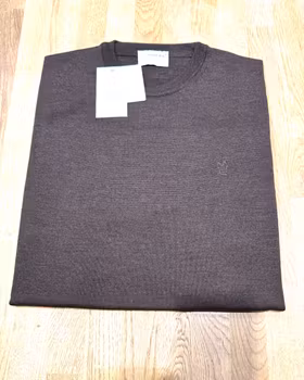 Crewneck stickad merino brown