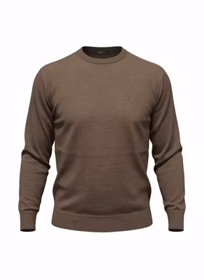 Crewneck stickad merino brown