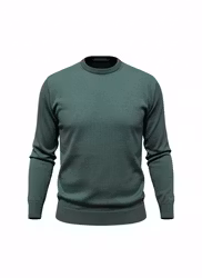 Crewneck långärmad stickad merino grön
