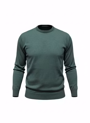 Crewneck långärmad stickad merino grön