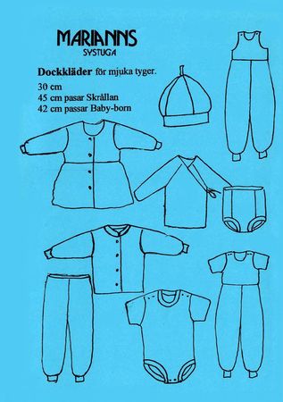 Symönster Blå dock - set med dockkläder