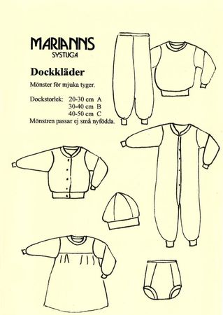 Symönster Gul dock - set med dockkläder