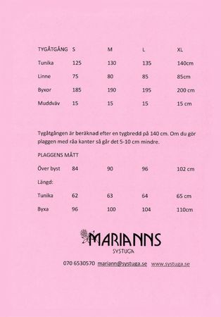 Symönster Ny Rosa - Tunika, klänning och byxa