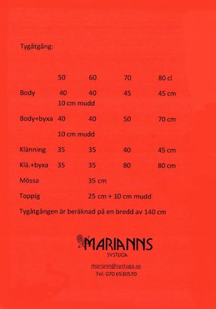 Symönster Ny Röd - set med babykläder